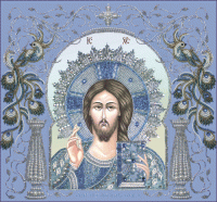 БП-145 Христос Вседержитель в рамке - 7Игл - наборы для вышивания крестом и бисером по низким ценам. 