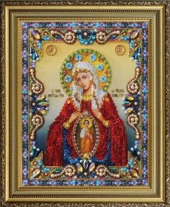Набор Р-401 для вышивания иконы Божией Матери Помощница в родах - 7Игл - наборы для вышивания крестом и бисером по низким ценам. 